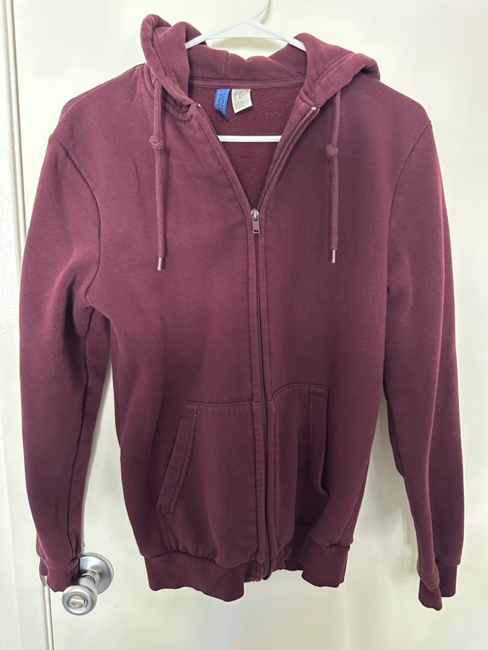 H&M Zip-Up Hoodie in Burgundy